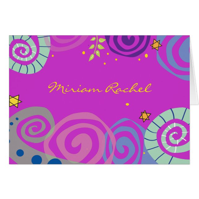 MOTHER NATURE SWIRL Bat Bar Mitzvah Thank You Card (Front Horizontal)
