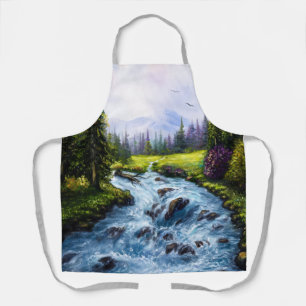 Mother nature with green trees and river apron