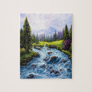 Mother nature with green trees and river jigsaw puzzle
