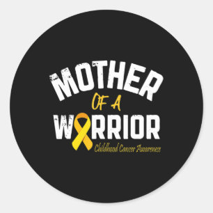 Mother Of A Warrior Childhood Cancer Awareness Mum Classic Round Sticker