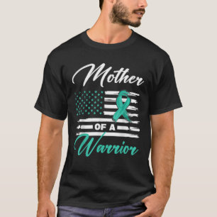 Mother Of A Warrior USA Flag Ovarian Cancer Awaren T-Shirt