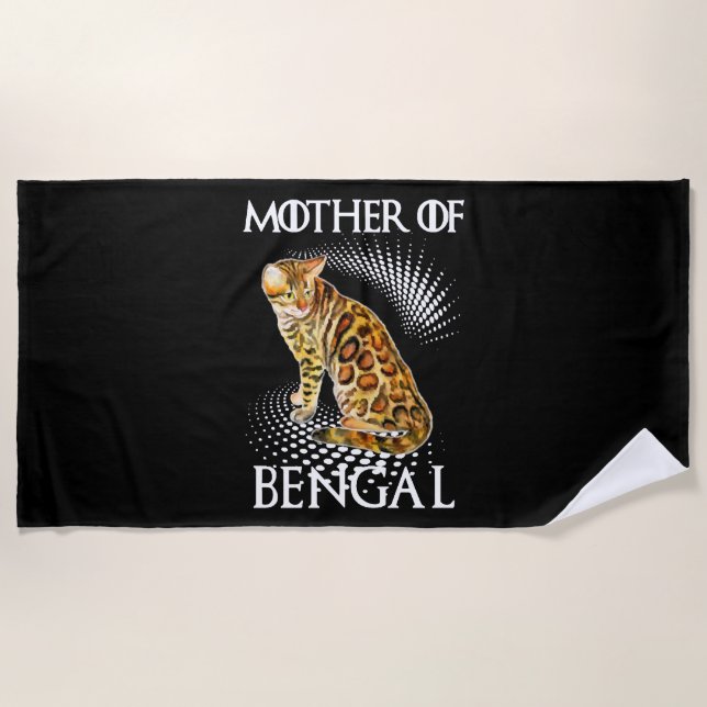 Mother Of Bengal Cat Shirt Beach Towel (Front)