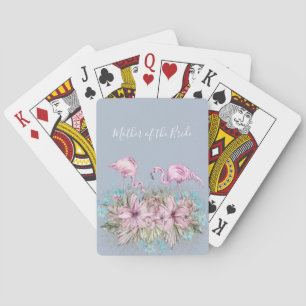 MOTHER-OF-BRIDE Blushing Flamingo Tropical Wedding Playing Cards