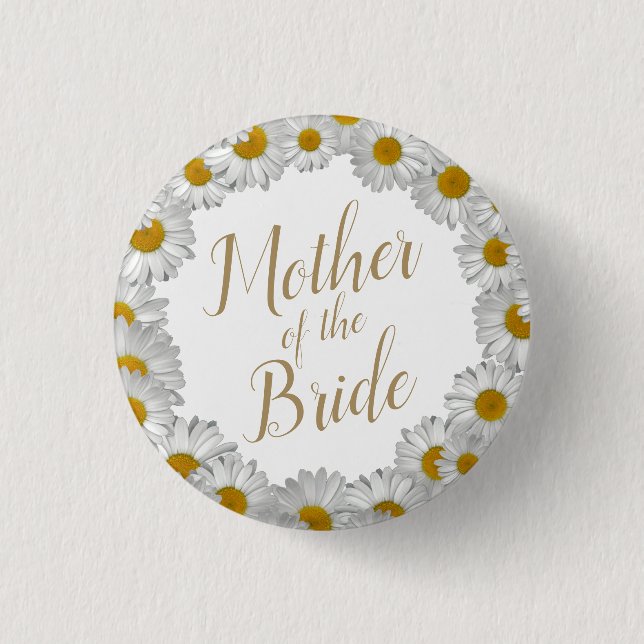 Mother of Bride Daisy Flower Wreath 3 Cm Round Badge (Front)