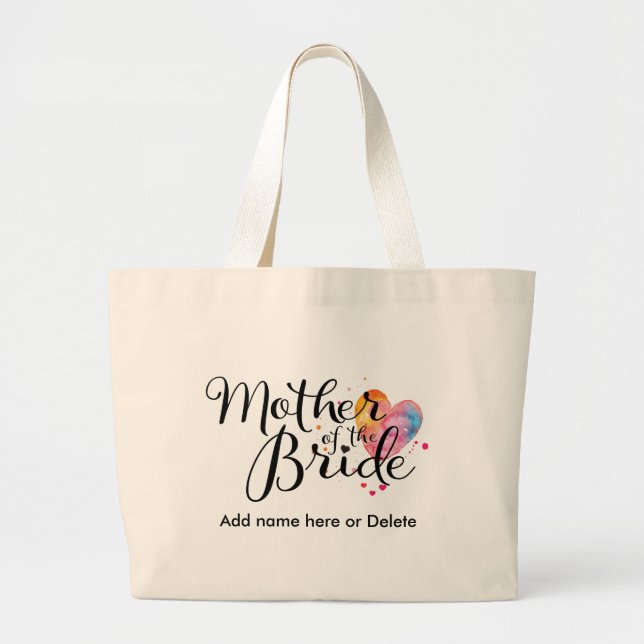 Mother of Bride Large Canvas Tote Bag Watercolor (Front)