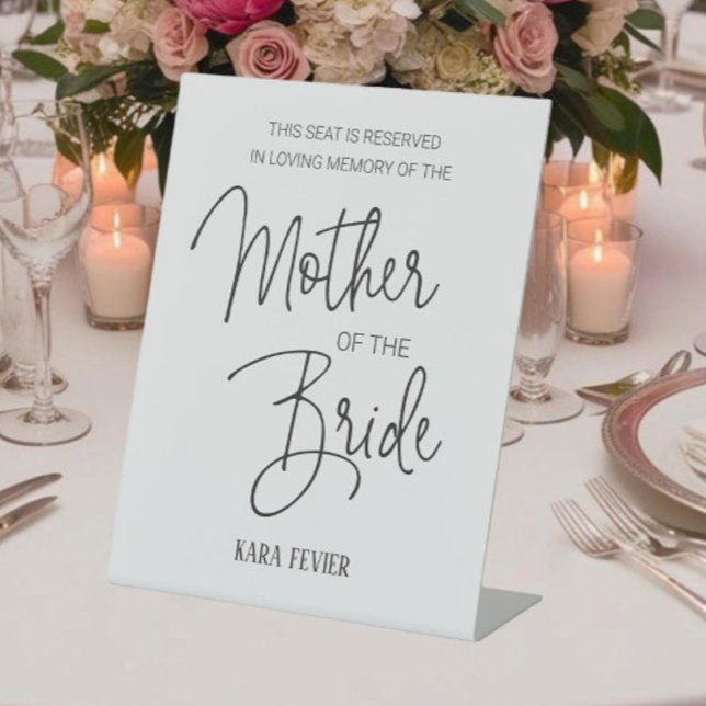 Mother of Bride Memorial Chair Reserved Wedding Pedestal Sign (Creator Uploaded)