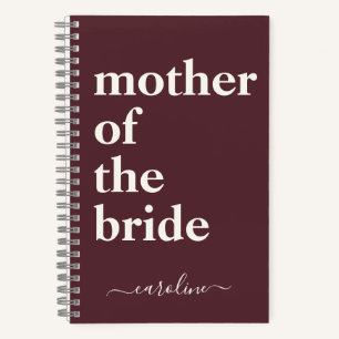 Mother of Bride Minimalist Modern Custom Burgundy Notebook