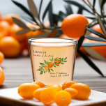 Mother of Bride Orange Blossom Citrus Wedding Shot Glass<br><div class="desc">Personalised shot glass for you to customise for the Mother of the Bride or anyone in the wedding party! Orange Blossom design with oranges, orange blossom and greenery on a neutral background. Fresh, zesty, natural design to complement a spring or summer wedding with an orange fruit wedding theme. For co-ordinating...</div>