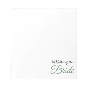Mother of Bride Script Green Notepad