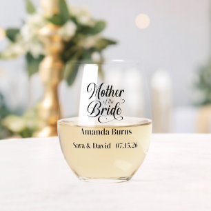 Mother of Bride Stemless Wine Glass