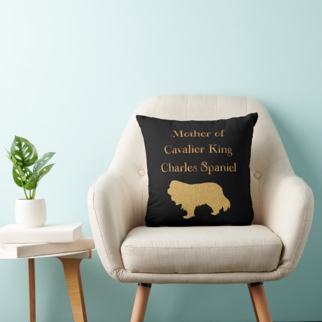 Mother Of Cavalier King Charles Spaniel Gold Cushion (Chair)