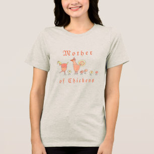 Mother of Chickens Illustrated Farm Girl Tri-Blend Shirt