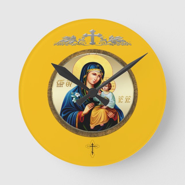 Mother of God Round Clock (Front)