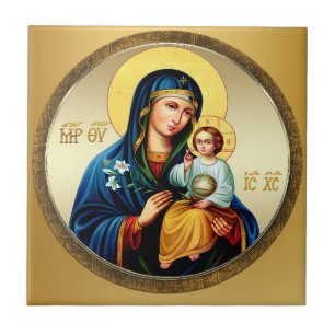 Mother of God, virgin mary Ceramic Tile