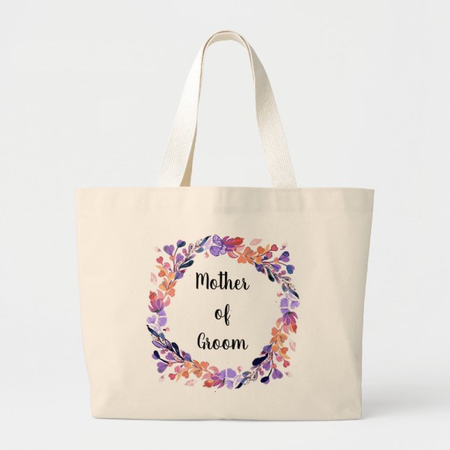 Mother Of Groom Floral Wreath  Large Tote Bag (Front)