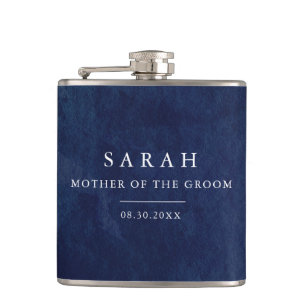 Mother of Groom Gift Watercolor Blue Wedding Flask