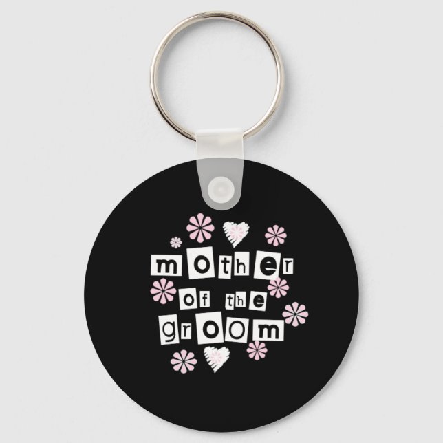 Mother of Groom White on Black Key Ring (Front)
