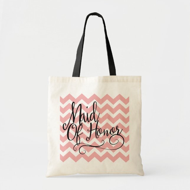 Mother of Honour Pastel Pink Chevron Tote Bag (Front)
