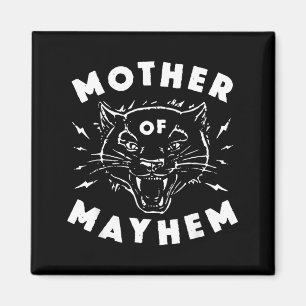 Mother Of Mayhem Vintage Angry Cat Funny Mum Magnet