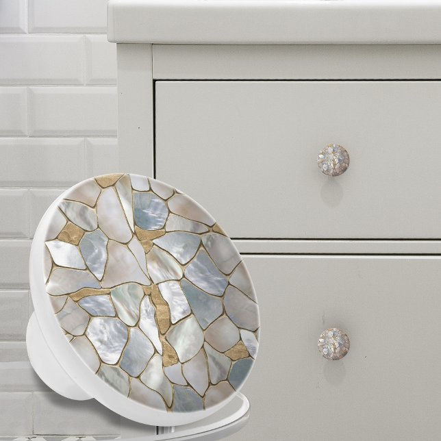 Mother of pearl and Gold cells abstract Ceramic Knob (Creator Uploaded)