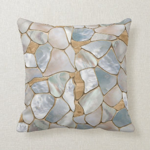 Mother of pearl and Gold cells abstract Cushion