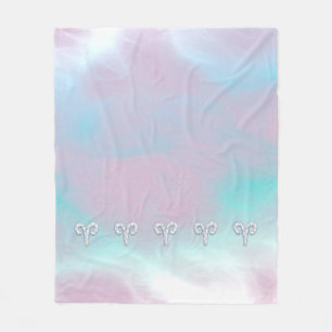 Mother of Pearl Aries Zodiac Symbol Decor Fleece Blanket