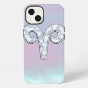 Mother of Pearl Aries Zodiac Symbol Decor iPhone Case