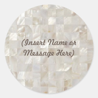 Mother of Pearl, Beige Personalised Classic Round Sticker