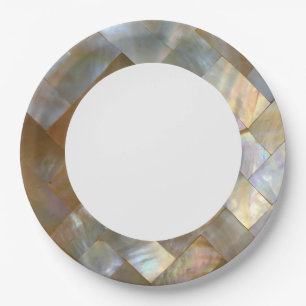 Mother of Pearl Capiz Weave Paper Plate