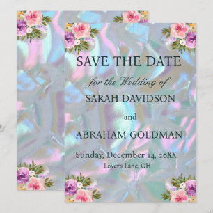 Mother of Pearl Elegant Wedding Save the Date Invitation