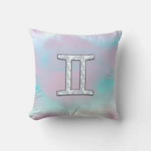 Mother of Pearl Gemini Zodiac Symbol Cushion
