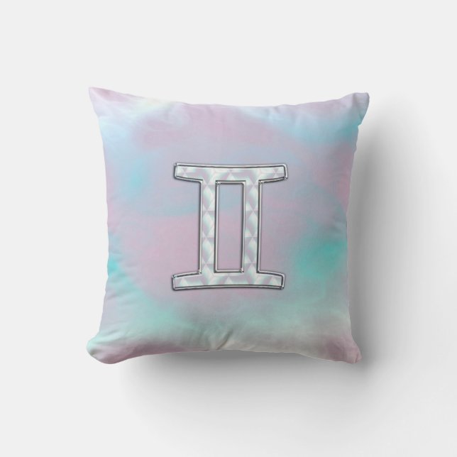 Mother of Pearl Gemini Zodiac Symbol Cushion (Front)