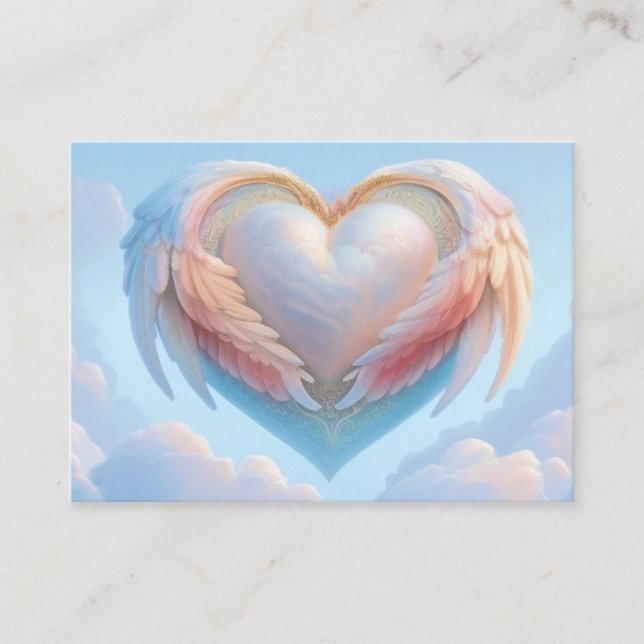 Mother of Pearl Heart in wings healing card (Front)