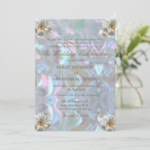 Mother of Pearl Iridescent Elegant Wedding Invitation