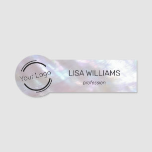 Mother-of-pearl Iridescent   Logo  Name Tag