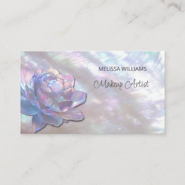  Mother-of-pearl Iridescent Peony Business Card (Front)