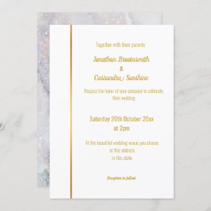 MOTHER OF PEARL LILAC MARBLE GOLD WEDDING  INVITAT INVITATION