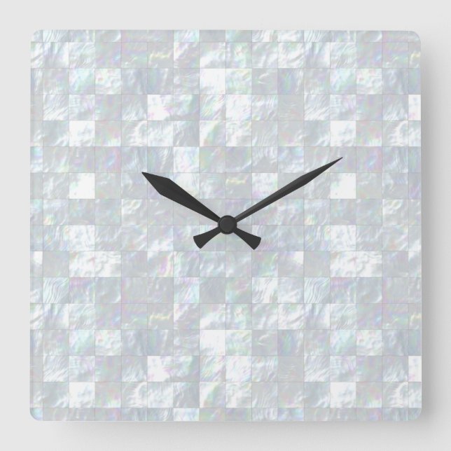 Mother Of Pearl Mosaic Square Wall Clock (Front)