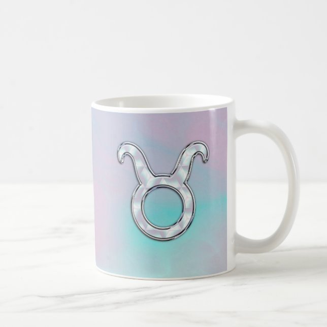 Mother of Pearl Nacre Style Taurus Sign Coffee Mug (Right)