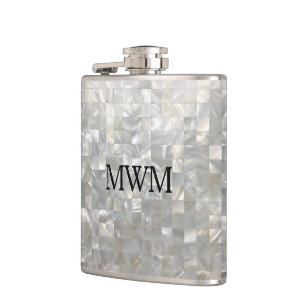 Mother of Pearl Pattern Monogram Hip Flask