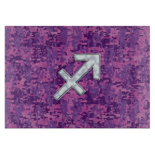 Mother of Pearl Sagittarius Symbol Fuchsia Camo Cutting Board