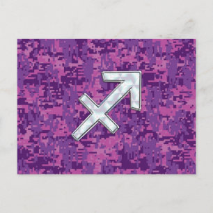Mother of Pearl Sagittarius Symbol Fuchsia Camo Postcard