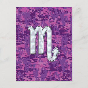 Mother of Pearl Scorpio Zodiac Pink Digital Camo Postcard