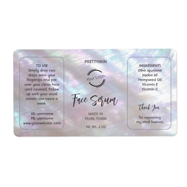 Mother-of-pearl Shimmering Serum Label (Front)