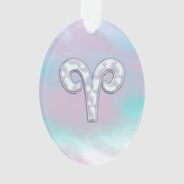 Mother of Pearl Style Aries Symbol Ornament (Front)
