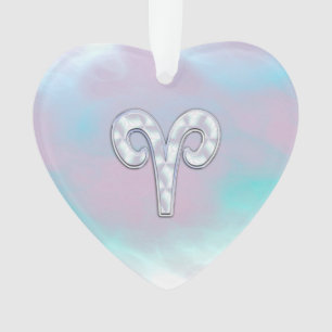 Mother of Pearl Style Aries Symbol Ornament