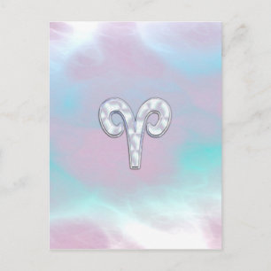 Mother of Pearl Style Aries Zodiac Sign Postcard