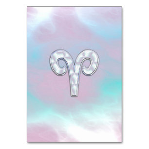Mother of Pearl Style Aries Zodiac Sign Table Number