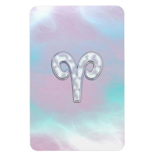 Mother of Pearl Style Aries Zodiac Symbol Magnet
