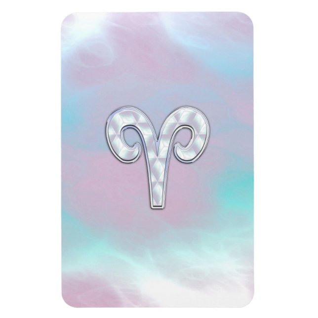 Mother of Pearl Style Aries Zodiac Symbol Magnet (Vertical)